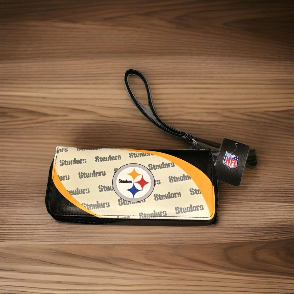 Pittsburgh Steelers Wristlet NFL‎ Curve Zip Organizer Ladies Wallet